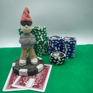 Poker card protector - hand carved gnome
