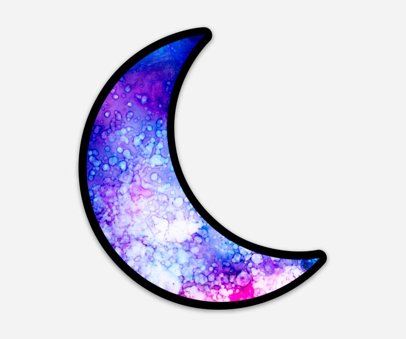 Crescent Moon Vinyl Sticker Water Bottle Sticker Bumper Etsy