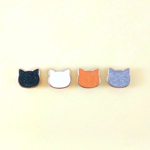 Natural Color Cat Board Fillers - Miniature Hard Enamel Pins - Glitter