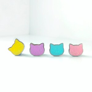 Pastel Cat Board Fillers - Miniature Hard Enamel Pins - Glitter