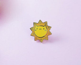 Sun Cat Hard Enamel Pin - Fun Cat Shape - Summer and Spring