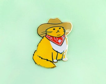 The Original Cowboy Cat Enamel Pin - Meowdy!