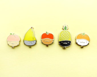 Cats Wearing Hats Enamel Pin Set - Fruit Cats Tiny Pins