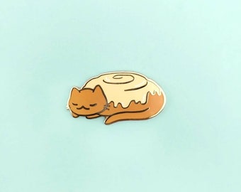 Cinnamon Roll Cat Enamel Pin - Sleeping Kitty