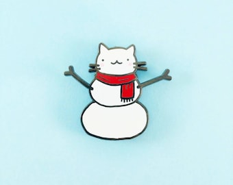 Snow-meow Enamel Pin - Hard Enamel - Winter and Holiday