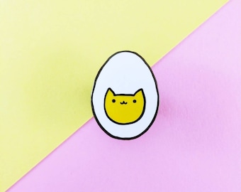 Hardy the Hard Boiled Egg Cat Enamel Pin
