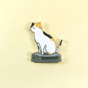 Cat on a Robot Vacuum Enamel Pin - Hard Enamel