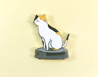 Cat on a Robot Vacuum Enamel Pin - Hard Enamel