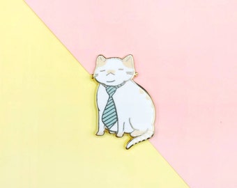 Tired Office Cat Enamel Pin