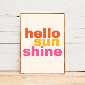 Hello Sunshine Print | Happy Wall Art | Colorful Printable Wall Décor | Happy Quote