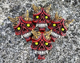 Oni Skull magnet by Wicked Wall Masks