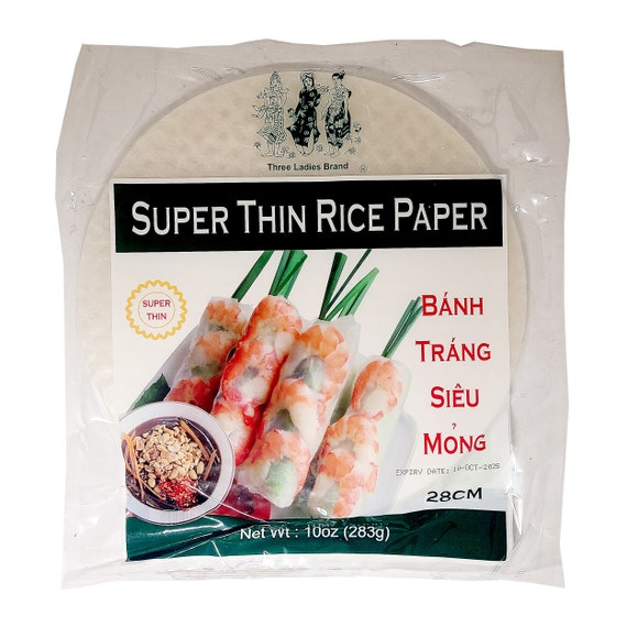 Three Ladies Super Thin Spring Roll Rice Paper Wrappers Banh Trang 28 Cm 10  Oz. pack of 2 