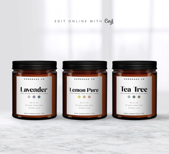 Colorful Candle Label Template Minimalist Candle Diy Candle For Jars Small Business Digital Download Editable Printable Corjl By Cutergb Catch My Party