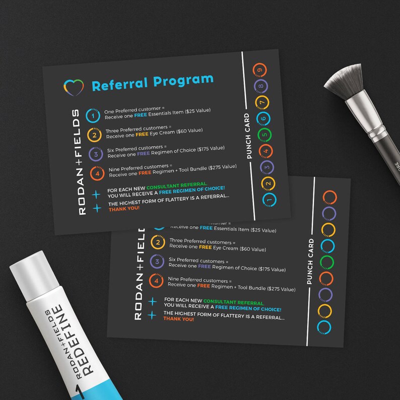 Rodan and Fields Referral Cards Rodan Fields Punch Cards Etsy