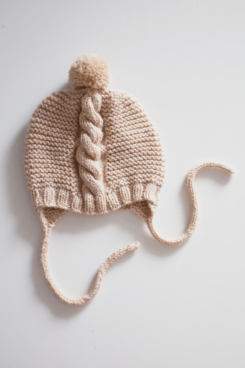 Baby knitted Beige knit hat for newborns girl Etsy