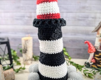 Wzór na szydełkową latarnię morską: Amigurumi, dekoracja plażowa (do pobrania w wersji cyfrowej)