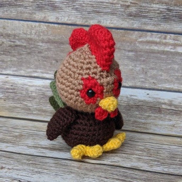 Rocky the Rooster amigurumi crochet pattern, Rooster crochet stuffed animal pattern, Crochet stuffed toy pattern, Rooster crochet pattern