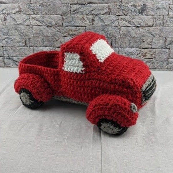 Vintage truck crochet pattern, Crochet truck pattern, Crochet red truck pattern, crochet christmas truck pattern