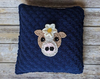 Cow pillow cover crochet pattern, farmhouse pillow cover crochet pattern, crochet cow pillow pattern, farmhouse crochet pattern