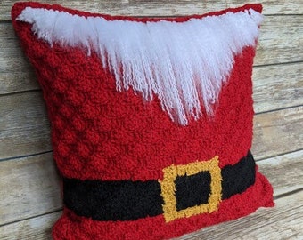 santa claus pillow crochet pattern, crochet christmas pillow pattern, christmas crochet pattern, crochet pillow cover