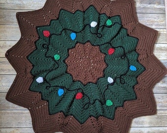 Crochet wreath blanket crochet pattern, Crochet christmas blanket pattern, Christmas decor crochet pattern, christmas lap blanket