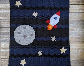 Over the Moon For You Baby Blanket Crochet pattern, Space Blanket crochet pattern, crochet baby blanket pattern, crochet lap blanket