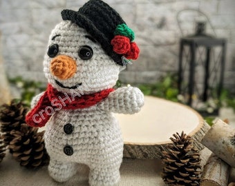 Schema all'uncinetto per pupazzo di neve amigurumi: peluche natalizio (download digitale)