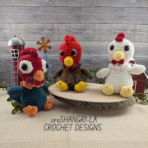 Rooster and Hen Amigurumi Crochet Pattern: plush toy (Digital Download)