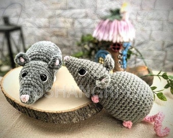 Padrão de rato de crochê: rato de pelúcia amigurumi (download digital)