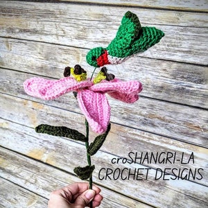 Lily Flower and Hummingbird Crochet Amigurumi Pattern (Digital Download)
