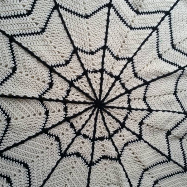 Spider web blanket crochet pattern, Halloween blanket crochet pattern, black widow spider, Halloween baby blanket, spiderweb blanket