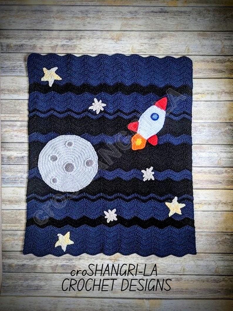 handmade crochet moon and stars baby blanket crochet pattern