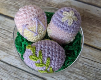 Easter egg crochet pattern, embroidered easter eggs crochet pattern, crochet easter egg pattern, crochet easter decor