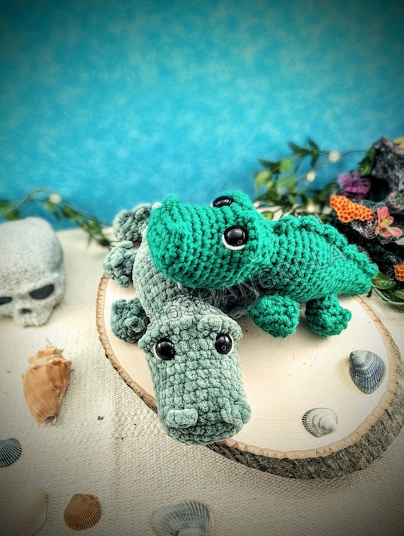 かぎ針編みのワニの編み図：あみぐるみぬいぐるみ（デジタル