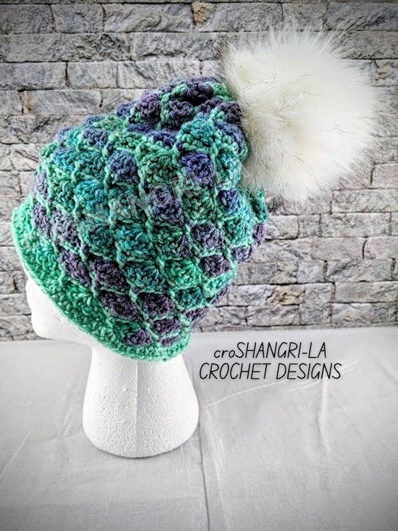 Mermaid Waves Crochet Hat Pattern (baby to Adult): Slouchy 