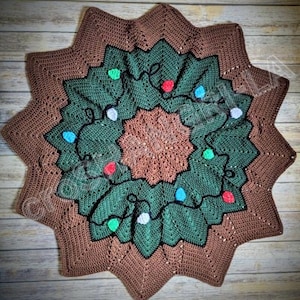 Crochet wreath blanket crochet pattern, Crochet christmas blanket pattern, Christmas decor crochet pattern, christmas lap blanket