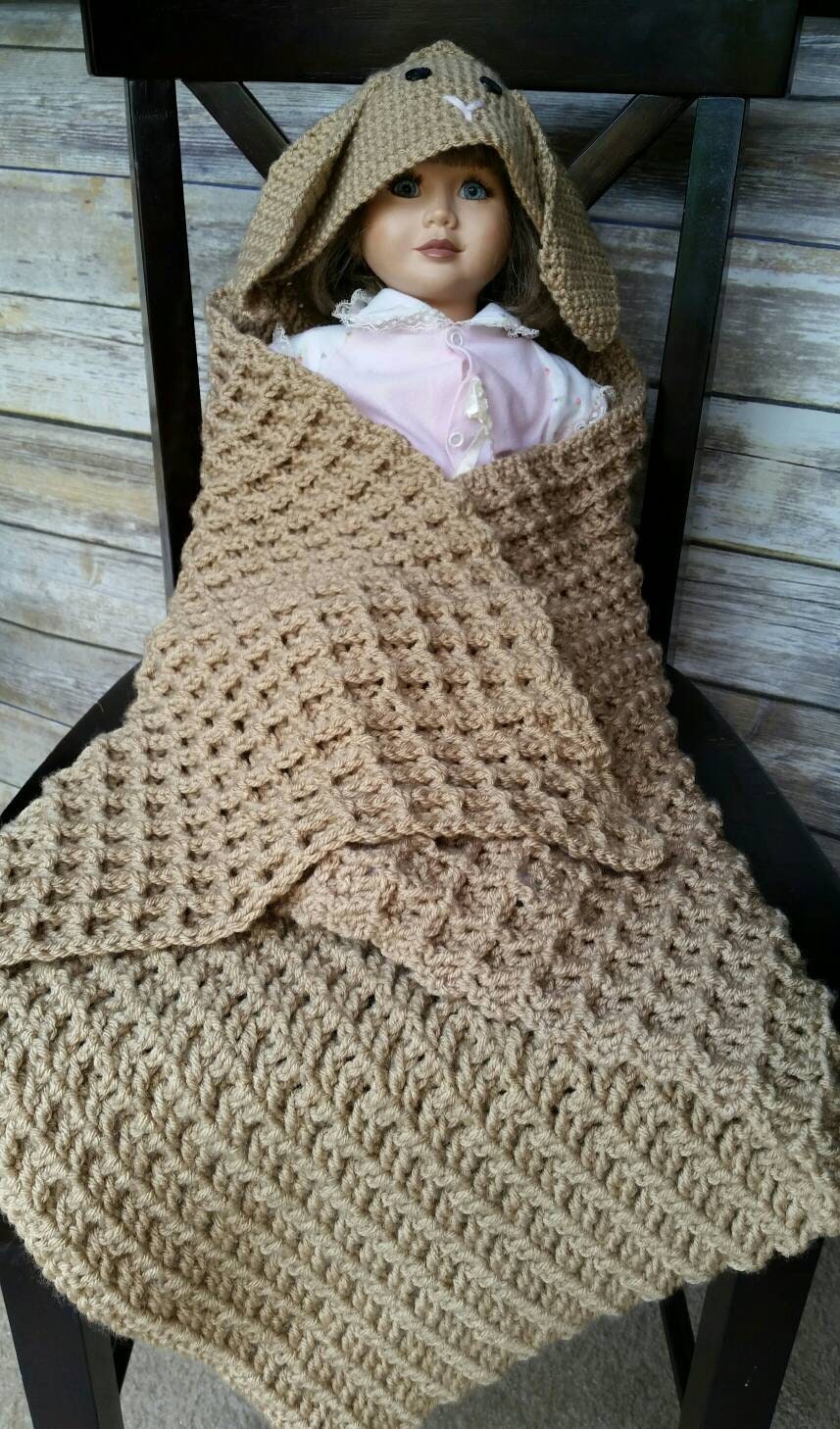 Crochet Hooded Bunny Blanket Pattern Bunny Blanket Crochet Etsy