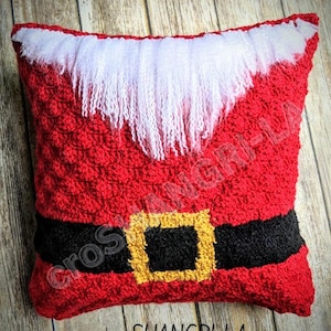 Santa Claus Pillow Crochet Pattern: Christmas Pillow Cover (Digital Download)