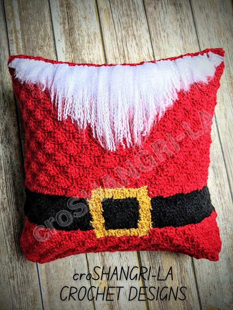 Santa Claus Pillow Crochet Pattern: Christmas Pillow Cover