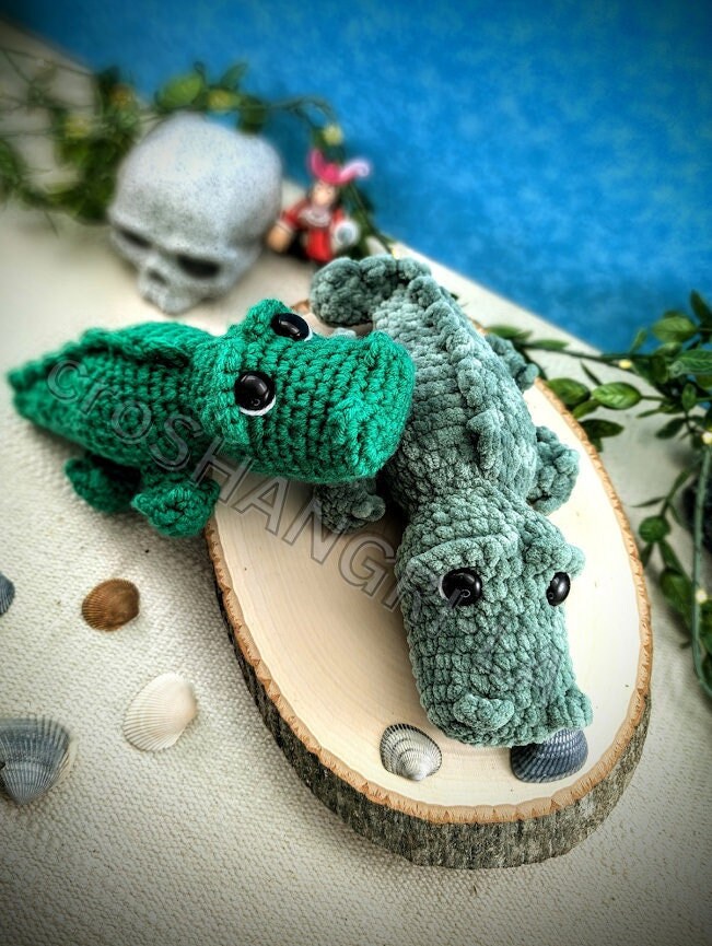 かぎ針編みのワニの編み図：あみぐるみぬいぐるみ（デジタル