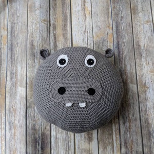 Hippo Pillow Crochet Pattern: Animal Pillow Cover (Digital Download)