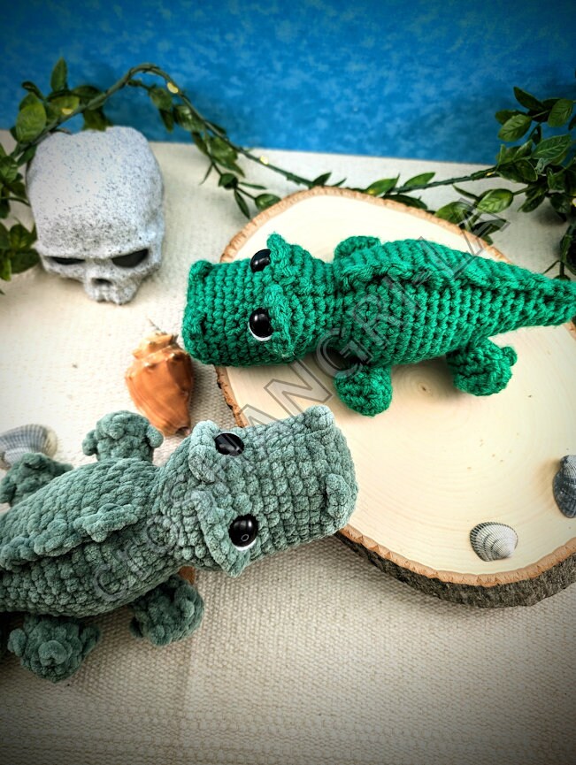 かぎ針編みのワニの編み図：あみぐるみぬいぐるみ（デジタル