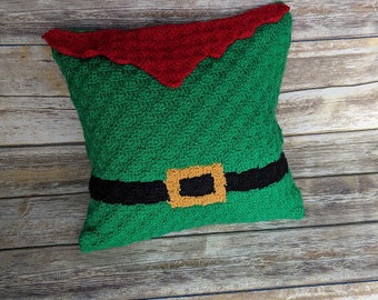 elf pillow crochet pattern, christmas crochet pillow cover, crochet elf pillow cover crochet pattern, christmas decor pillow cover