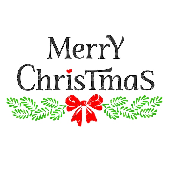 Merry Christmas Bough Word Art SVG | Etsy
