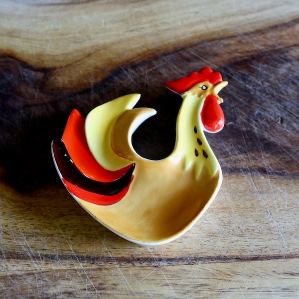 Vintage Holt Howard Rooster Nut Dish, Retro Kitchenalia, Cute Tiny Snack Plate, Chicken Kitchen Decor, Gift for a Hostess, Grannycore Kitsch