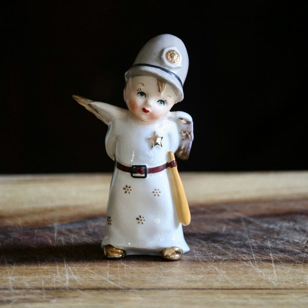 Vintage Fine A Quality Policeman Figurine, Cute British Bobby Boy Angel with Helmet Badge and Baton, Gift for Collector, Grannycore Kitsch