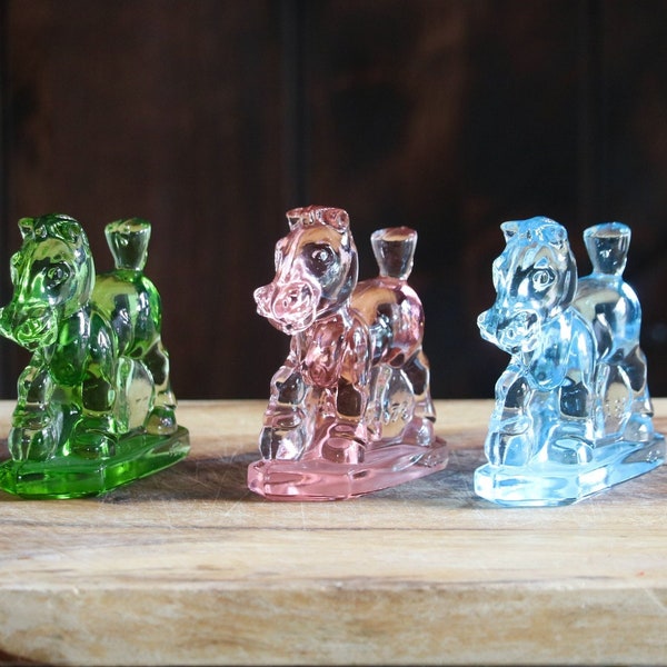 Vintage Imperial Glass Plug Horse Figurine, Spring Decor, Heisey Mold, CHOOSE ONE! Stylized Sparky the Horse, Elegant Kitsch, Host Gift