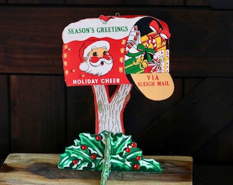 Vintage Die Cut Stocking Christmas Card Dime Holder Advertising Honesdale Bank PA Vintage Die Cut Stocking Christmas Card Dime Holder Advertising Honesdale Bank PA