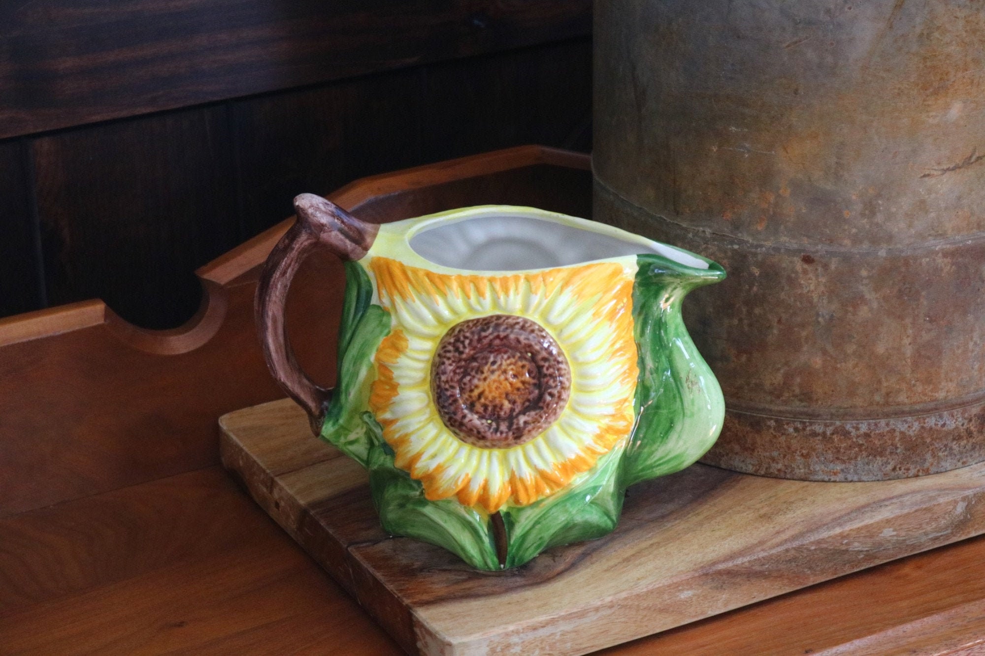 Vintage Sunflower Pitcher for Summer Kitchen Decor Ceramic | Etsy
