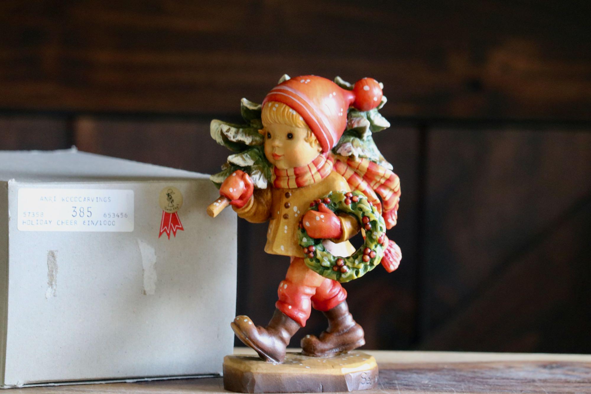 Anri Holiday Cheer Figurine, Vintage Christmas Decor, 6 1/2